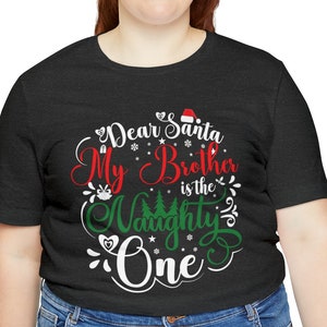 Camiseta con carta a Papá Noel / Camisa con estampado festivo / Top holgado y acogedor para mujer / Camiseta navideña extragrande
