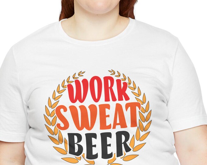 Work Sweat Beer Unisex Jersey Short Sleeve Tee | Cute & Funny Graphic T-Shirt Apparel | Gift for Her or Him | Etsy Tee Shirts, Work Sweat