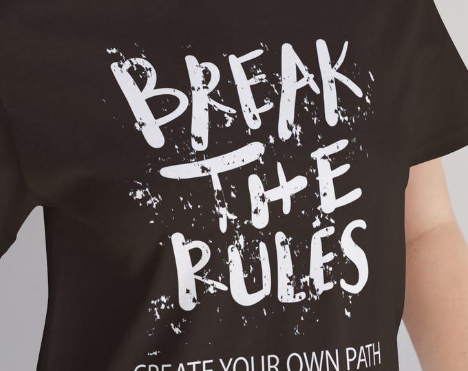 Graphic Tees for Women - Break the Rules Design | Cute Lose Tops, Oversize T Shirt, Big Women Clothes, Unisex Tee