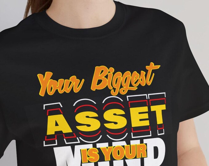 Mind Power, Mindful Asset Men's Dress Shirt, Unique Black Unisex Tee, Slim Fit Jersey, Meditation Gift, Mental Health Shirt