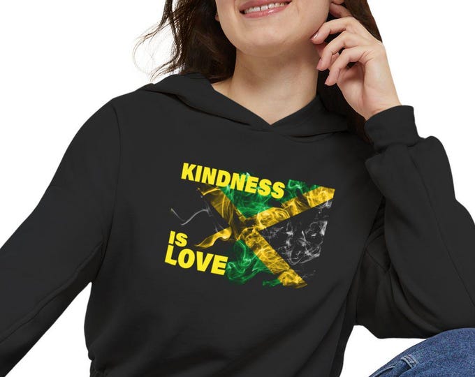 Jamaica Vacation Hoodie, Women's Warm Up Sweatshirt, Trendy Clothing, Loose Fit Dress, Cinched Bottom Pullover, Kindness is Love Apparel