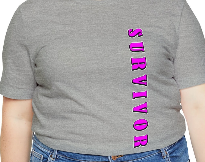 Survivor T-shirt | Brand Name tees | Pink Ribbon Custom Printing | Unisex Gift t-shirts Survivor Cancer Fighter