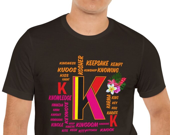 K t-shirt Cute Custom printing unisex t-shirts | Alphabet letter Gifts | Vintage tees apparel print outdoor Fashion wear