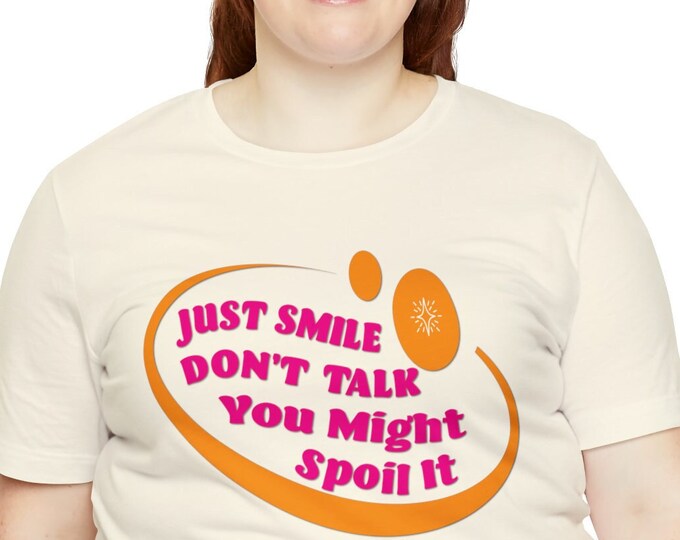 Big Women's Funny Graphic tshirt | Just Smile Tshirt | Loose Fit Top | Online Clothing Sale