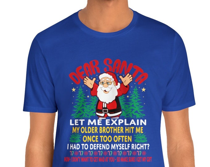 Dear Santa T-shirt My Older Brother Gym Boxing | Prints ideas for friends tight-fitting casual Holiday Gift T-shirt
