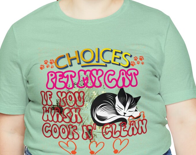 Pet my Cat Chef T-shirt Wash Cook and Clean | Funny Pets Gardening Apron T-shirt Cat lover's |Gift Vintage tees