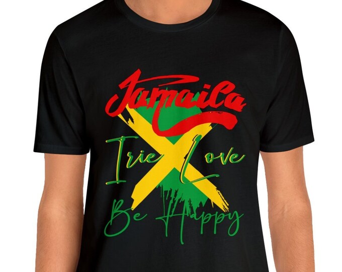 Custom t-shirt Jamaica Love Unisex Tee | Happy Vibes tshirt | Cool Bella Canvas Top | Short Sleeve