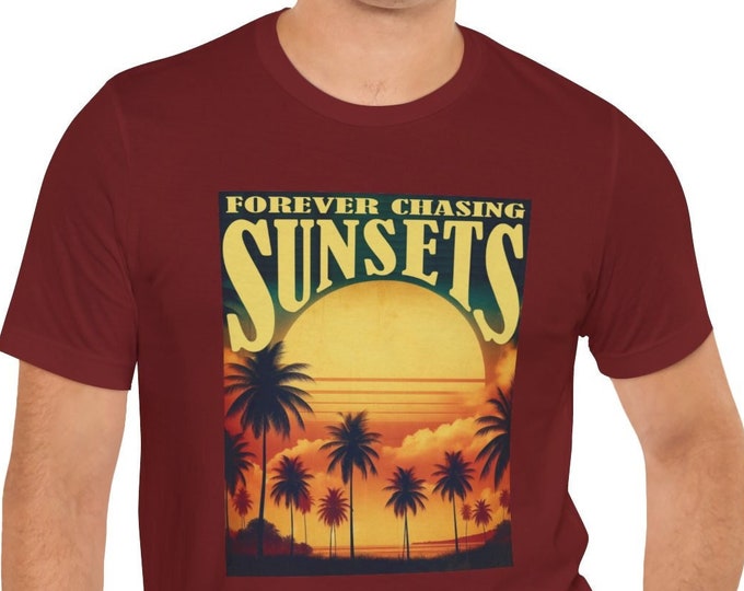 Forever Chasing Sunsets Beach Shirt, Sunset Ombre Beach Tee, Summer Vacation Travel Tee