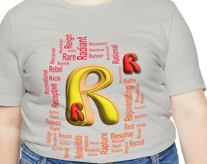 Letter R Alphabet T shirt | Radiant design | Positive Embroidery T-shirt design | Relevant Mom