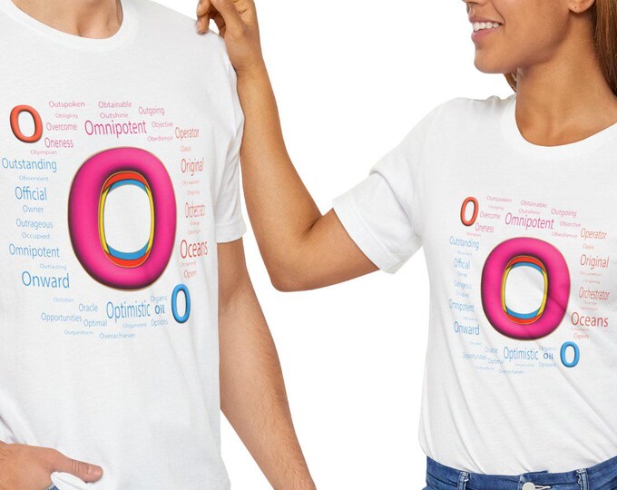 Optimistic Alphabet Design Unisex Tee | Positive Vibes Streetwear Shirt, Original T-shirt, Casual Tee, Graphic Tee, Alphabet Shirt