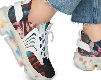Fashion-Forward Women's Mesh Sneakers, Trendy Footwear for Active Lifestyles, Comfortable Spring/Summer Sneakers, Unique Art Sneakers, Cool
