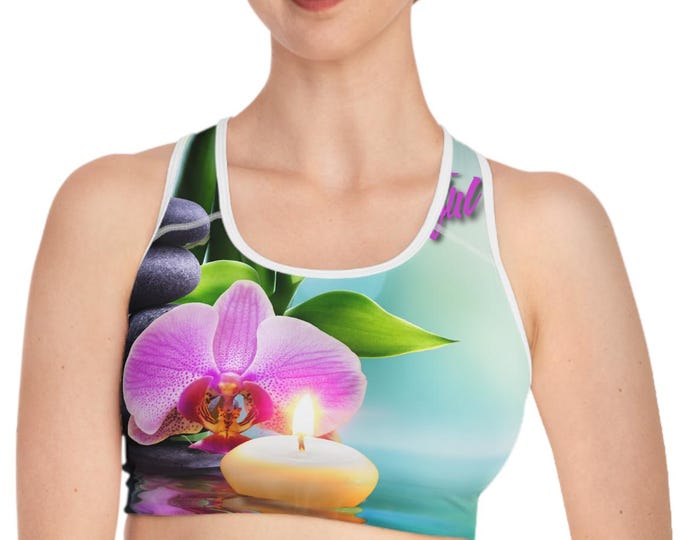 Serenity Sports Bra, Yoga Bra, Activewear, Fitness Gift, Floral Workout Top, Mindfulness Apparel