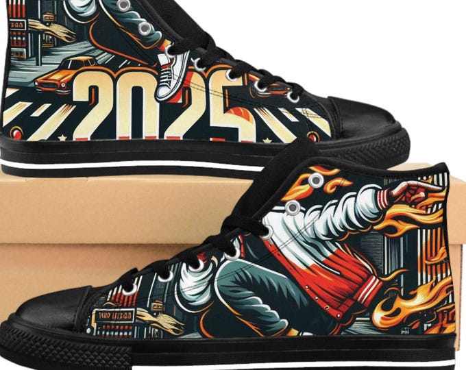 Retro 2025 High-Top Sneakers, Trendy Athletic Shoes, Vintage Style Sneakers, Unique Gifts for Her, Fashion Sneakers for Every Occasion