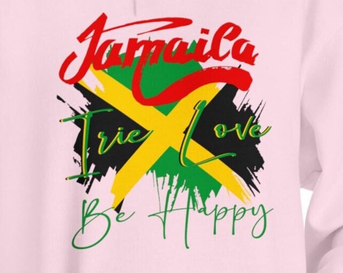 Jamaica Irie Love | Be Happy Hoodie | Designer t shirt | Custom Unisex Heavy Blend Hooded Sweatshirt