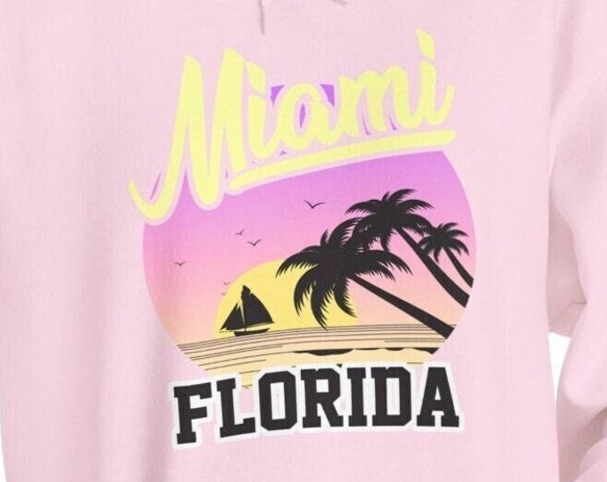 Miami Florida Sun, Sand, and Smiles Vacation Hoodie Sweatshirt - Comfy Hooded Sweatshirt for Travel Enthusiasts