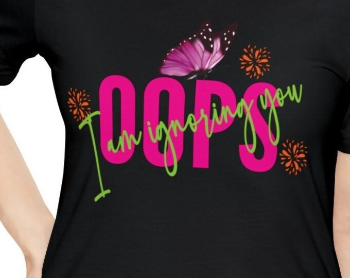 Oops Black T-Shirt | Colorful Funny Graphics tshirt | Sympathy Card Tee | Unisex Apology Apparel