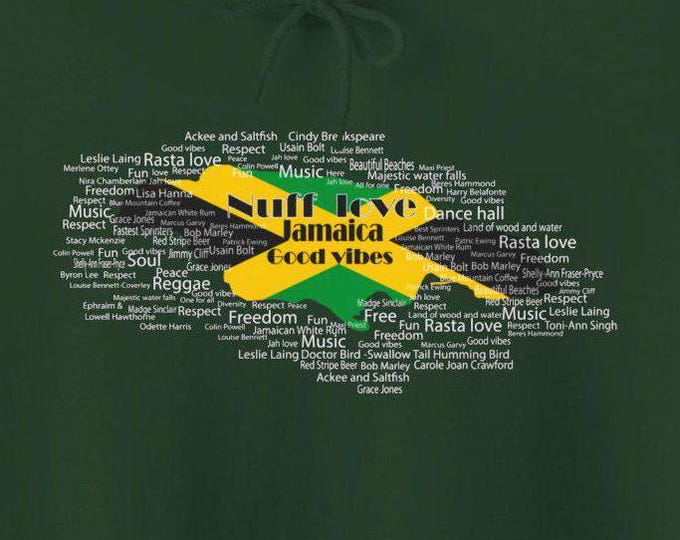 Nuff Love Jamaica Hoodie, Streetstyle Sweatshirt for Mom Dad, Casual Unisex Shirt with Prints