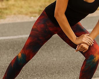 Vibrant Abstract Women's Leggings, Stylish Workout Pants, Colorful Activewear, Unique Athleisure, Fashionable Lounge Trousers