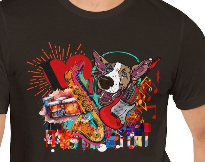 Retro Music Vibes Dog Tee | Pet tshirt Graphic Design | Comfort Colors Women's Tee