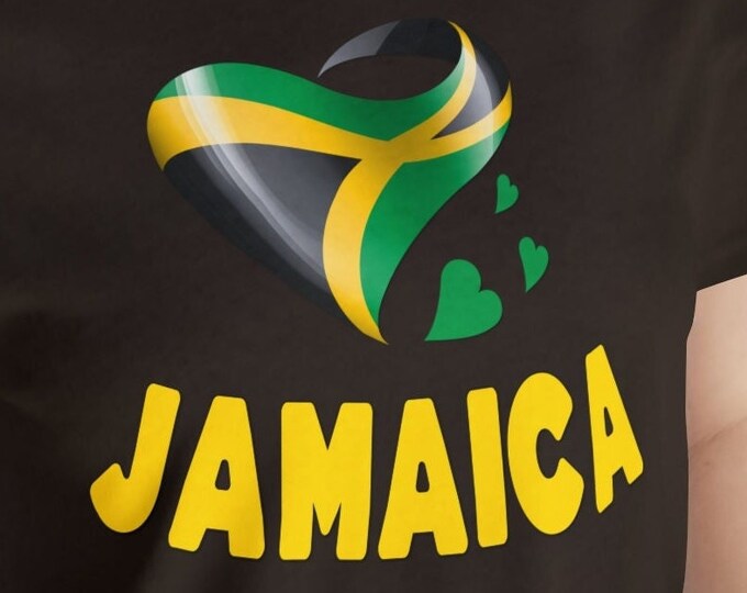 Loose fit T shirt Jamaica Heart | Funny T shirts Apparel | Cute Lose tops | Oversize Graphic tees for women