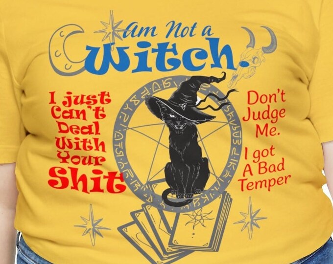 Witch Cat T-shirt | Casual Streetwear Tee for Mom and Dad | Whimsical Fashion Statement