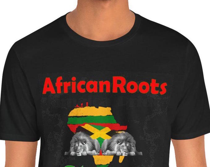 Funny Cat Africa Roots Unisex T-Shirt, Cat Lover Tee, Jamaica Pride Gift, Custom Tee, Unisex Jersey Short Sleeve Tee