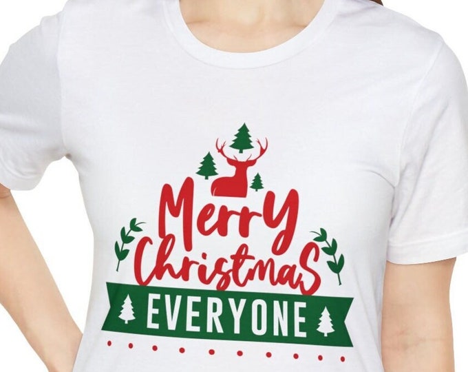 Merry & Bright tshirt: Funny Christmas Graphic Tees for Women | Cute Loose Fit Tops | Holiday Apparel
