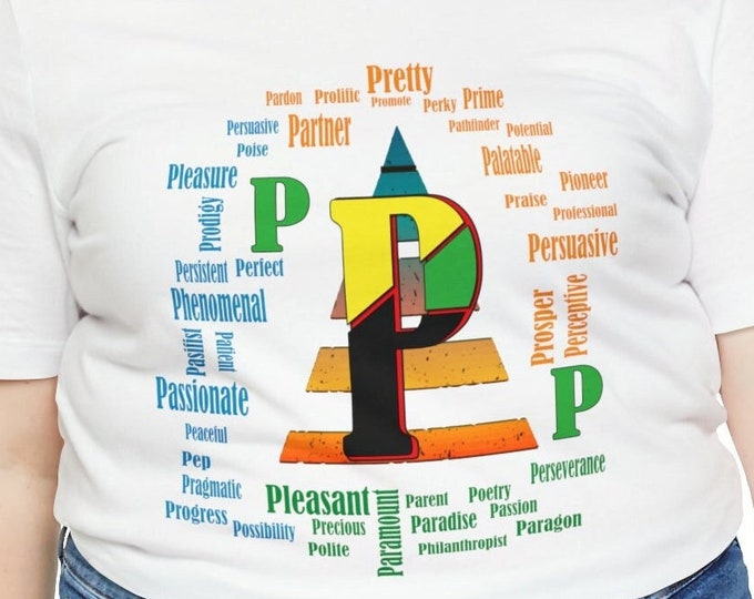 P Alphabet T-shirt | alphabet Learning Shirts | Positive design | Casual Mom Pretty Dress t-shirt