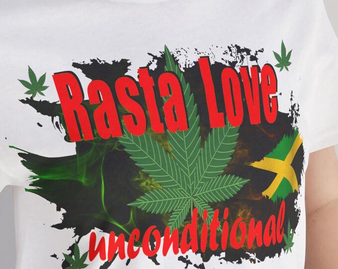Rasta Love Unisex Tee Shirt, Funny Cat Jamaica Focus T-Shirt, Cat Lover Gift, Custom Printing, Vacation Shirt