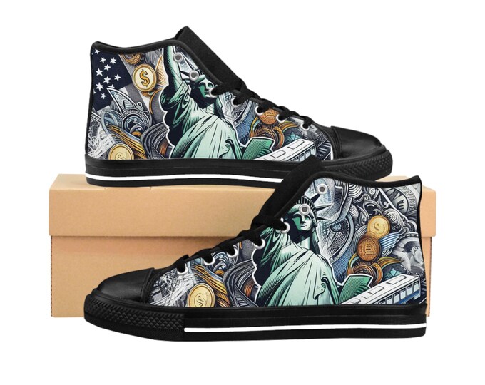 Stylish High-Top Sneakers, Trendy Footwear for Casual Outings, Graphic Sneakers for Women, Urban Fashion, Gift for Sneaker Lovers