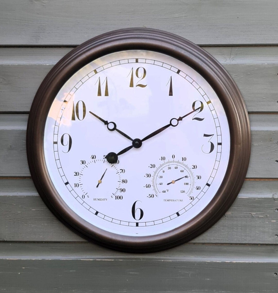 Outdoor Thermometer Clock 38cm Station Waterproof Clock Large Etsy