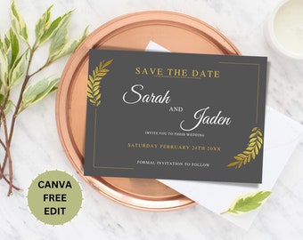 Editable Save The Date Template, Save The Date Card Printable, Modern Save The Day Invite, Wedding save the date, 100% Editable Canva Free