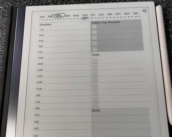 reMarkable 2 Modello di appunti per attività di agenda vuota Calendario di pianificazione giornaliera / Download istantaneo