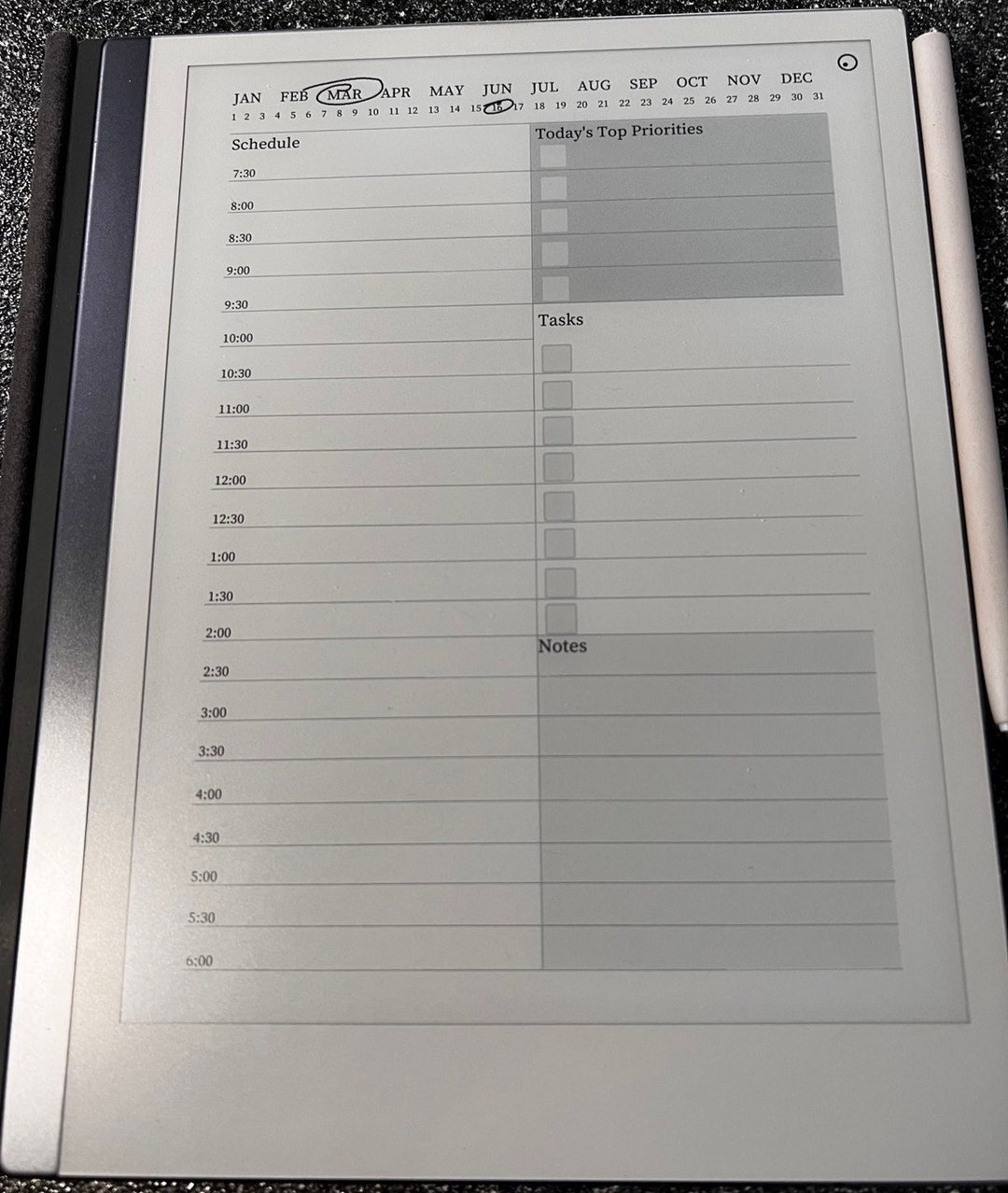 Remarkable 2 Blank Agenda Tasks Notes Template Daily Planner Calendar ...