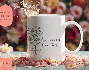 Personalized Bridesmaid Mug: Floral Bridal Party Gift