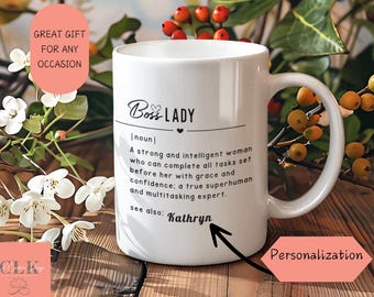 Personalized Boss Lady Ceramic Mug, Custom Office Gift