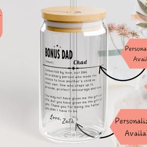 Personalizowany bonusowy kubek dla taty Sipper 16 uncji - prezent na Dzień Ojca, urodziny, podziękowania dla ojczyma - pasierb, pasierbica - spersonalizowane naczynia do picia