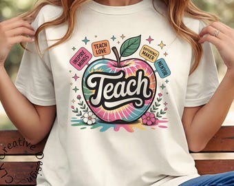 Teach Apple Retro Teacher Tee: Inspire Minds Back to School Gift
