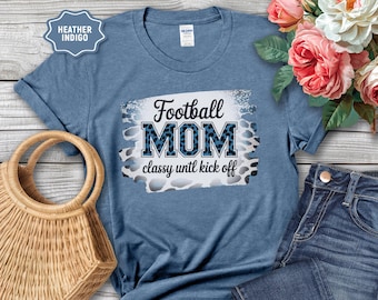 Football Mom T-Shirt: Leopard Print Game Day Tee, Classy Til Kickoff