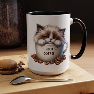 Cute Cat Coffee Mug for Cat Lovers, Funny Animal Mug, Perfect Kitten Gift