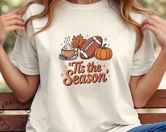 Tis the Season Fall Shirt: Pumpkin Spice & Football Tee, Fall Lovers