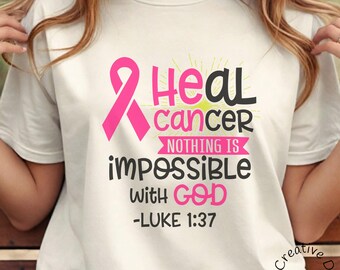Christian Breast Cancer Awareness Shirt: Pink Ribbon Bible Verse Tee
