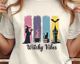 Witchy Vibes Halloween Shirt: Gruseliges Hexen-Grafik-T-Shirt
