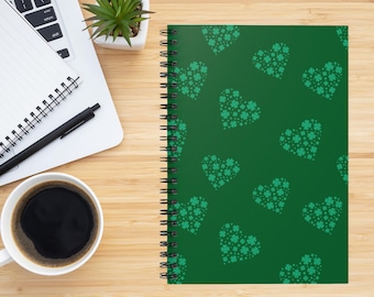 Shamrock Heart Spiral Notebook: St. Patrick's Day Green Journal