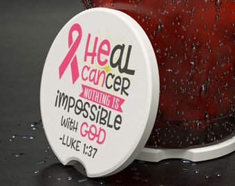 Breast Cancer Awareness Car Coasters: Pink Ribbon Soapstone Car Accessories