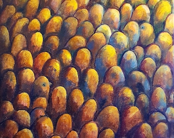 Pintura acrílica original sobre tela, camuflagem, pássaros, pintura original
