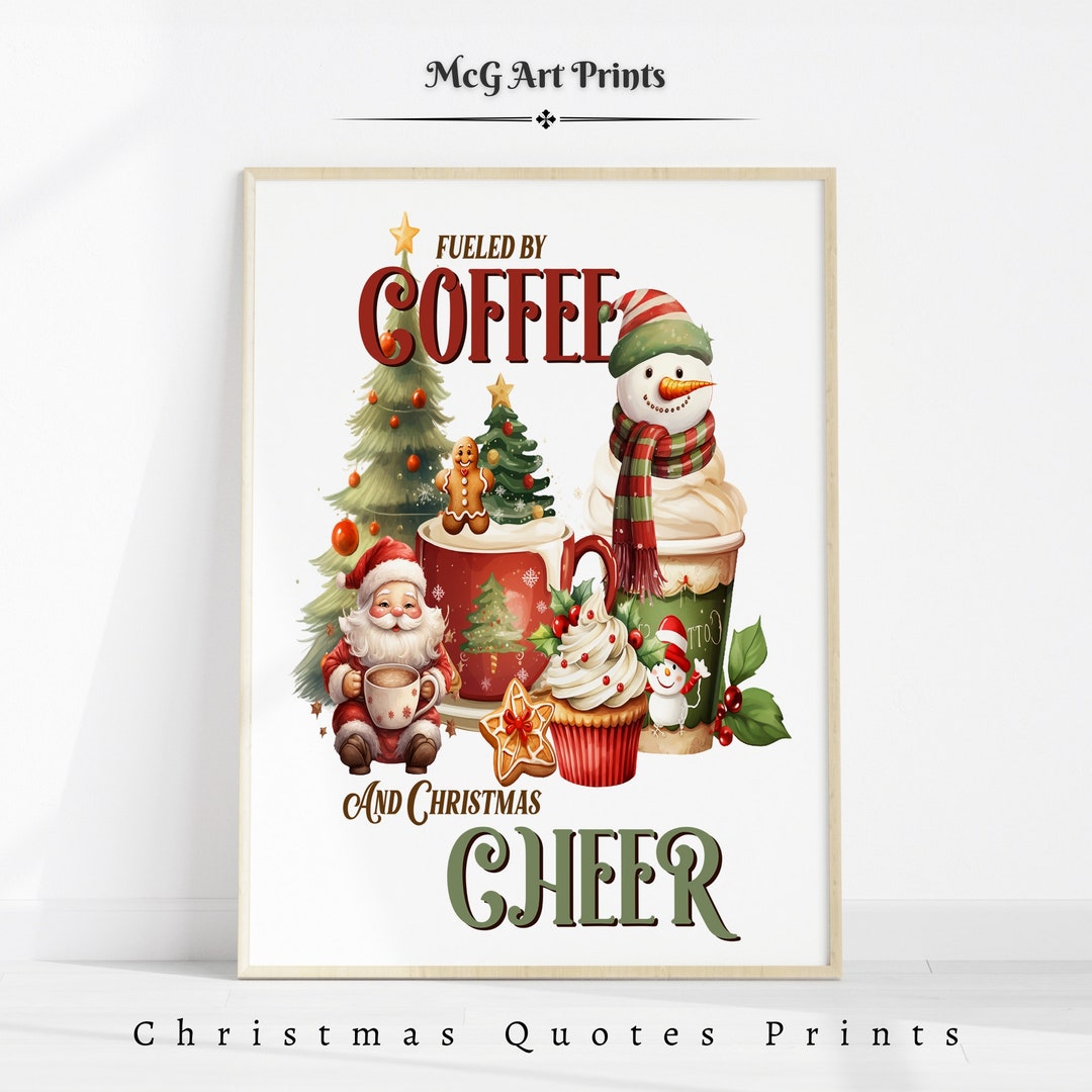 Christmas Quotes Wall Art Print Coffee Lover Living Room Decor Etsy