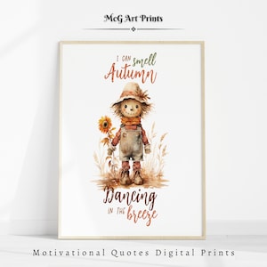 I Can Smell Autumn Wall Art Print Fall Scarecrow Poster Aesthetic Living Room Decor Kids Room Home Decoration Positive Affirmation|PWA#63