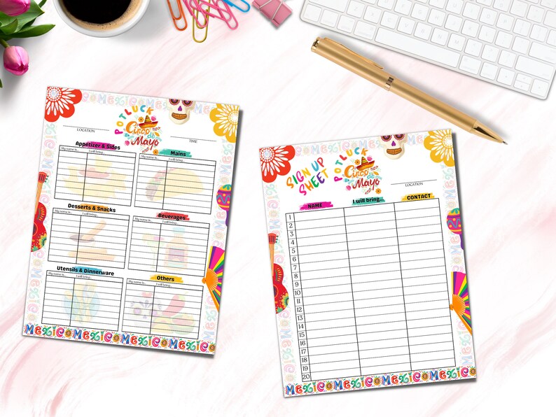 Cinco De Mayo Potluck Sign up Sheet Printable Instant Download W/ Bonus ...
