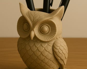 Owl Pen Holder STL | Wise and Elegant Desk Organizer | 3D Print File